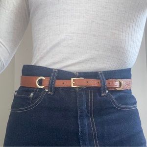 BCBGMaxAzria Leather Accent Belt with Gold Detail